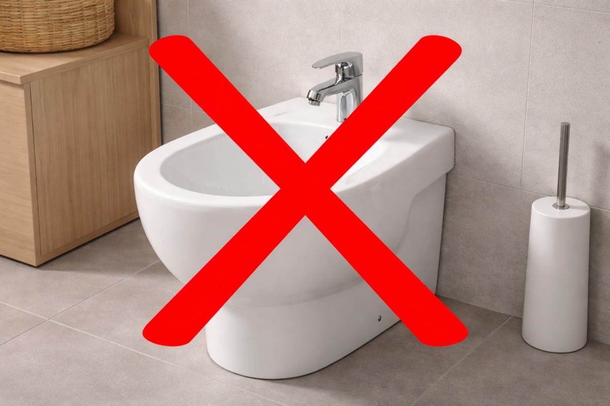 Bidet con una X rossa sopra